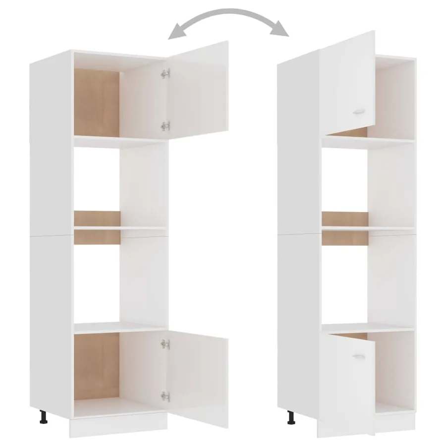 Meuble micro-ondes "Lyon" Blanc brillant 60 x 57 x 207 cm Bois d'ingénierie - 5