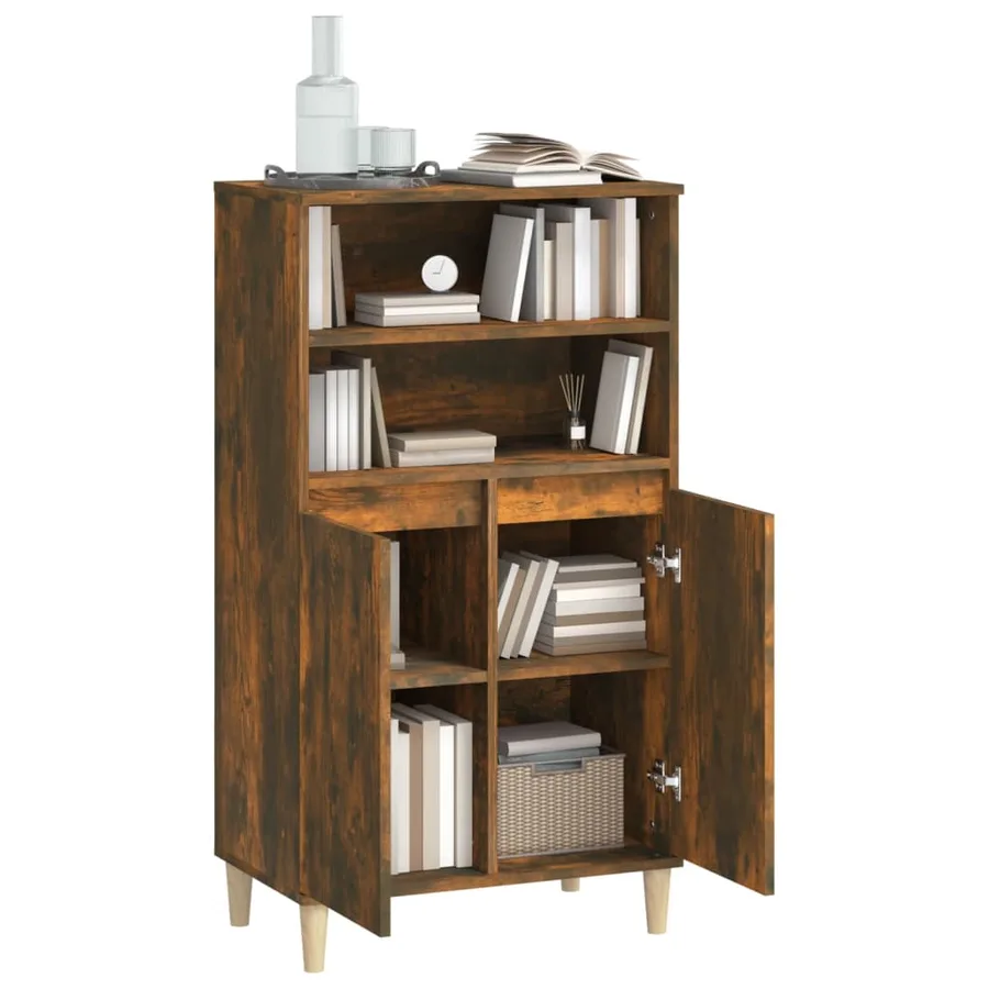 Buffet haut Chêne fumé 60x36x110 cm Bois d'ingénierie - 6