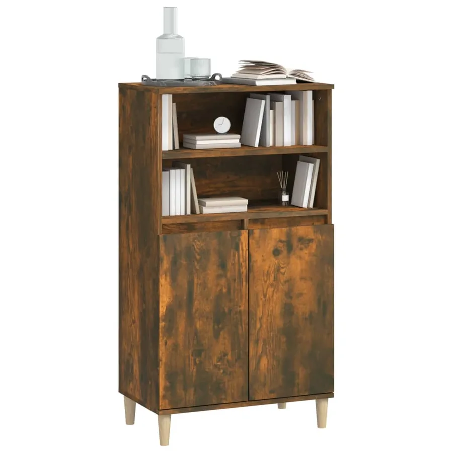 Buffet haut Chêne fumé 60x36x110 cm Bois d'ingénierie - 7