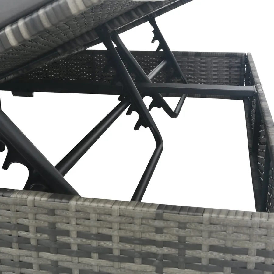Chaise longue d'extérieur avec parasol Résine tressée Gris - 6