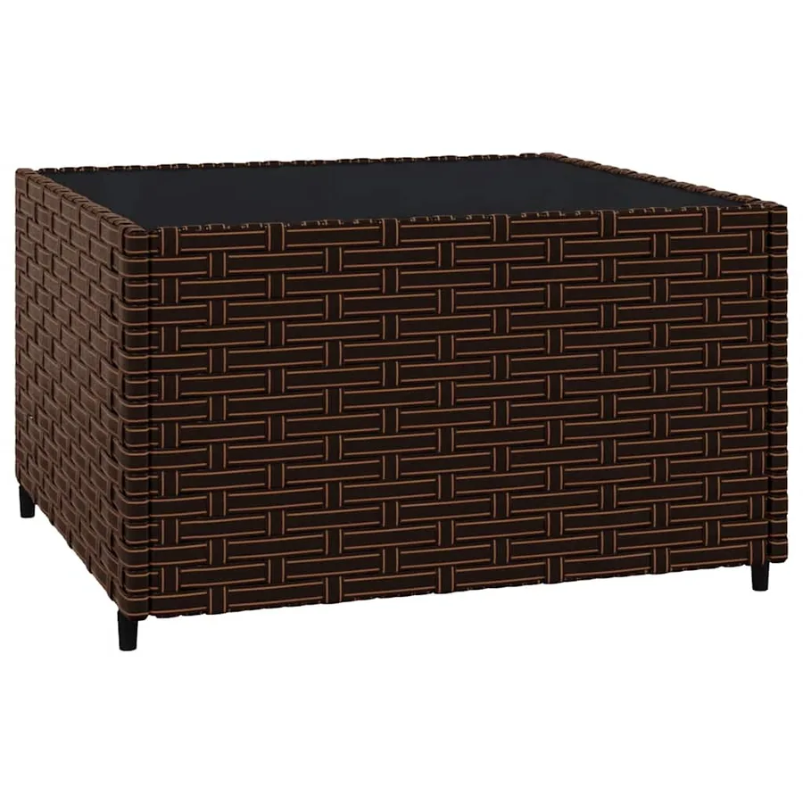 Salon de jardin 3 pcs avec coussins marron résine tressée - 5