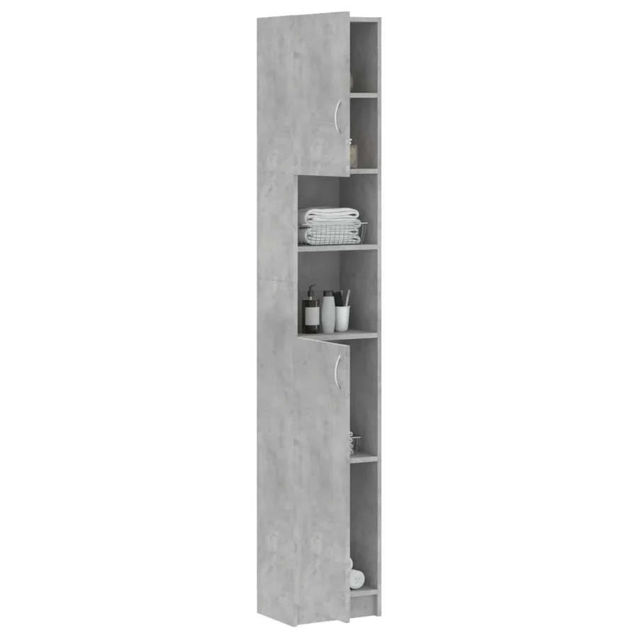 Armoire salle de bain Gris béton 32x25,5x190 cm Bois ingénierie - 4