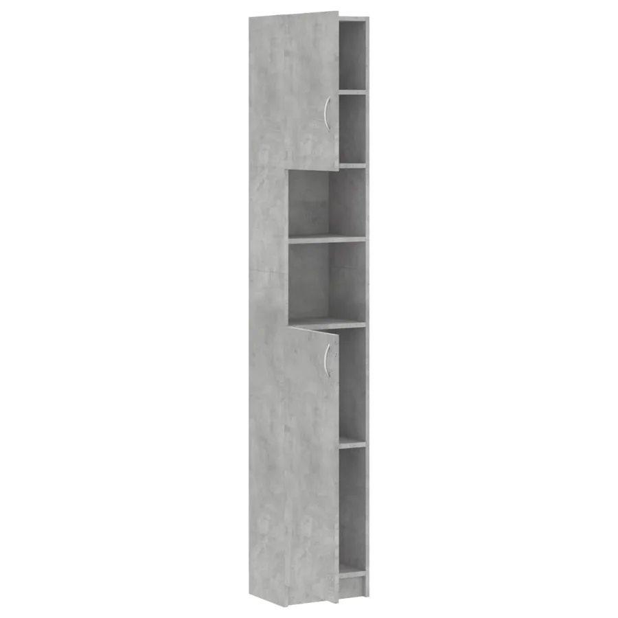 Armoire salle de bain Gris béton 32x25,5x190 cm Bois ingénierie - 6