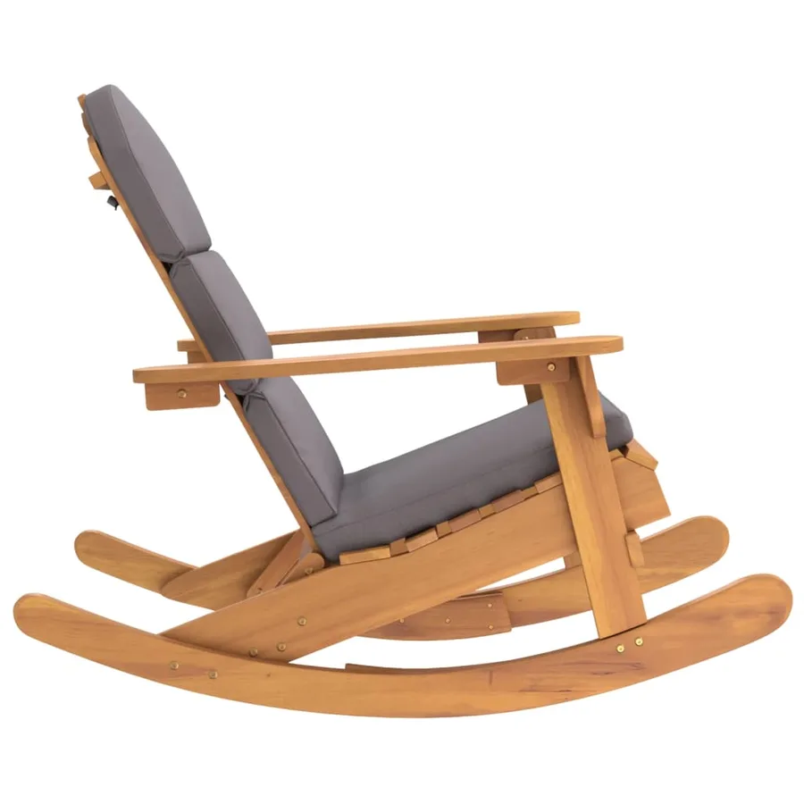 Chaise à bascule Adirondack avec coussins bois massif d'acacia - 4
