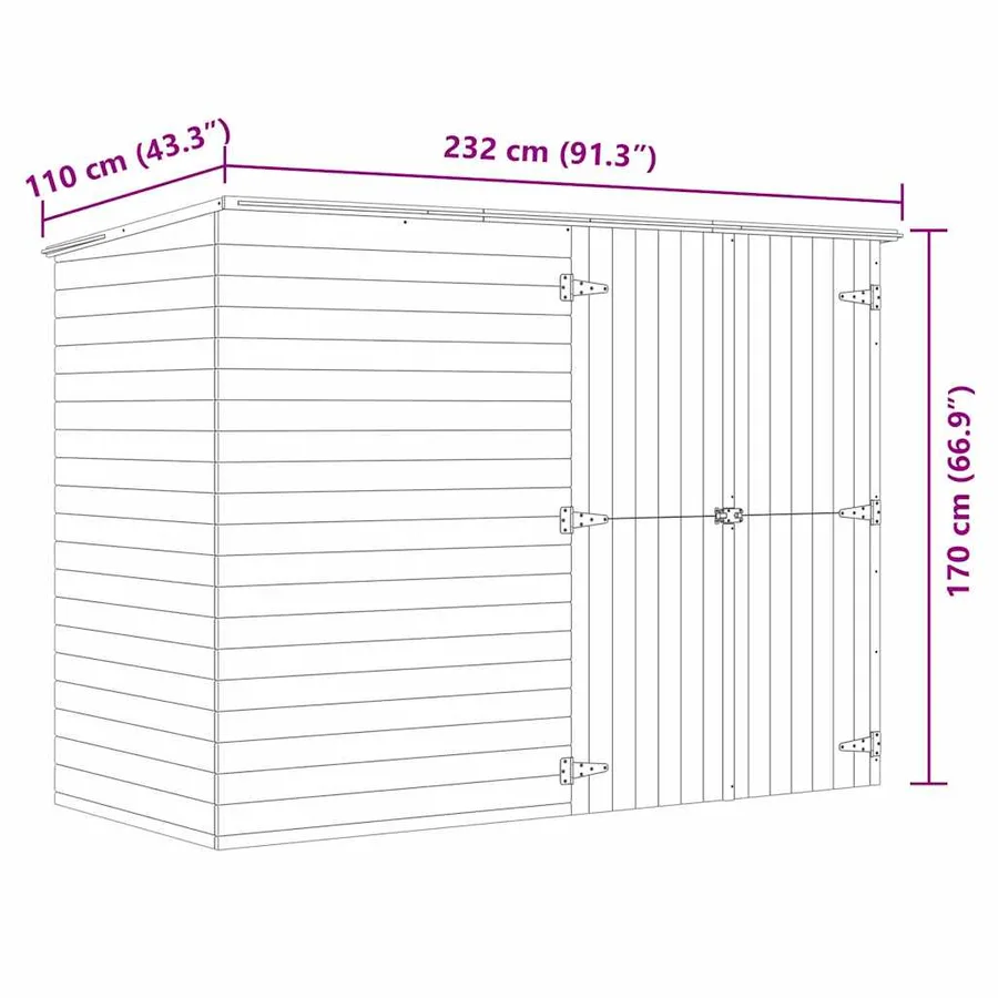 Abri de jardin 232x110x170 cm Bois de pin imprégné - 10