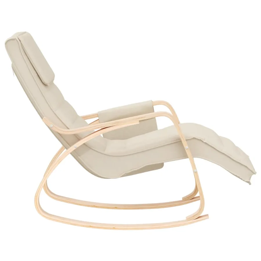 Chaise à bascule Crème Tissu - 4
