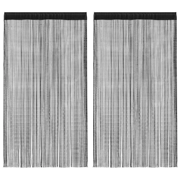 Rideau en fils 2 pcs 100 x 250 cm Noir