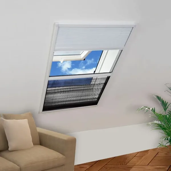 Moustiquaire plissée pour fenêtre et store Aluminium 80 x 120cm