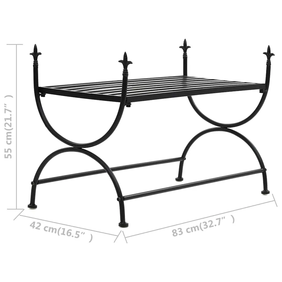 Banc Style vintage Métal 83 x 42 x 55 cm Noir - 7