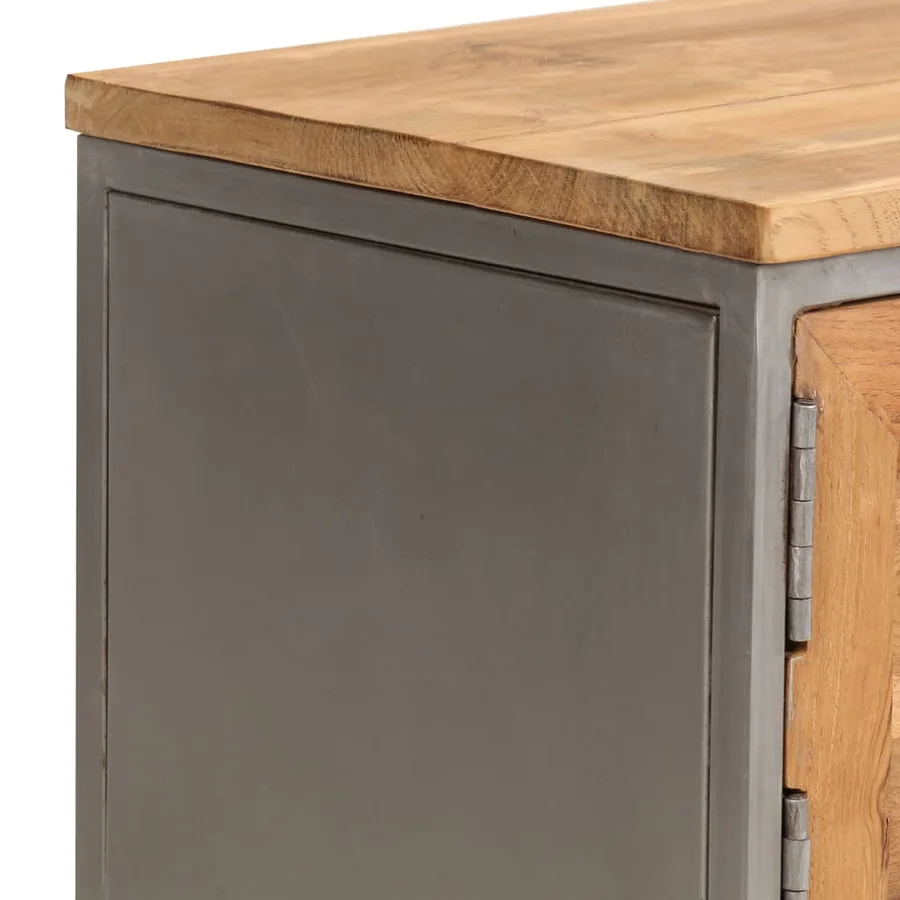 Meuble TV Teck recyclé et acier 120x30x40 cm - 10