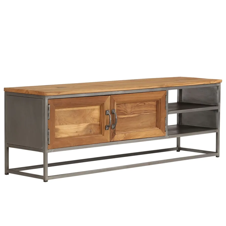Meuble TV Teck recyclé et acier 120x30x40 cm - 18