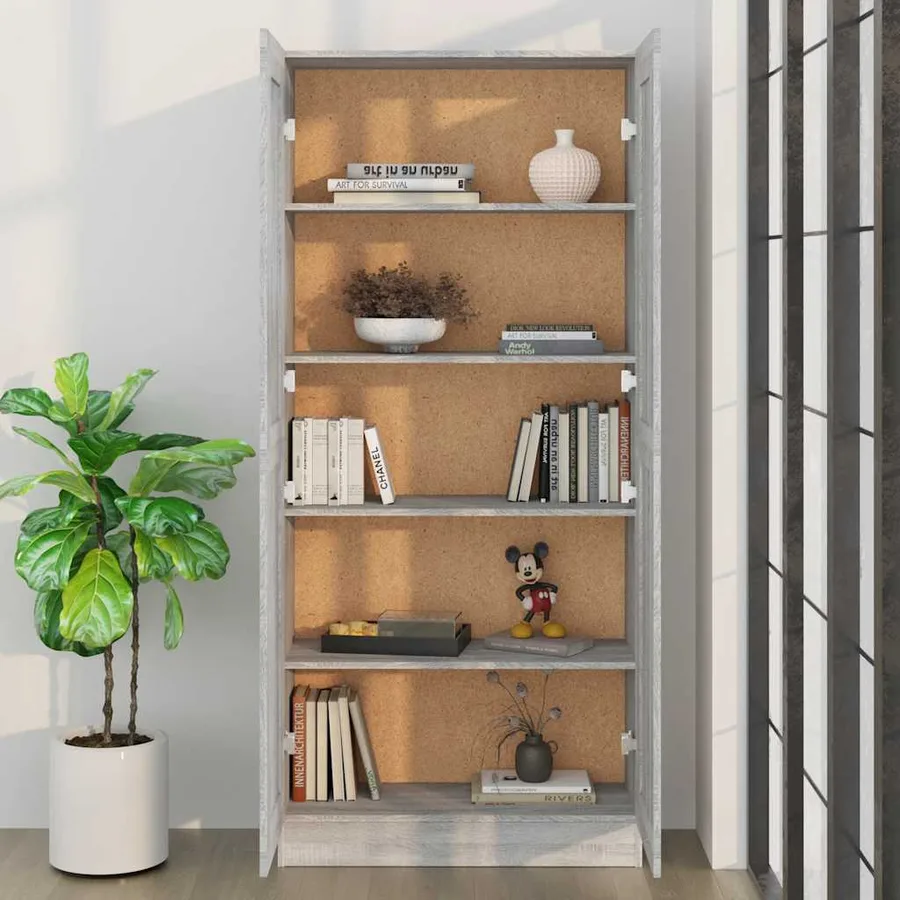 Bibliothèque Sonoma gris 82,5x30,5x185,5 cm Bois d'ingénierie - 3