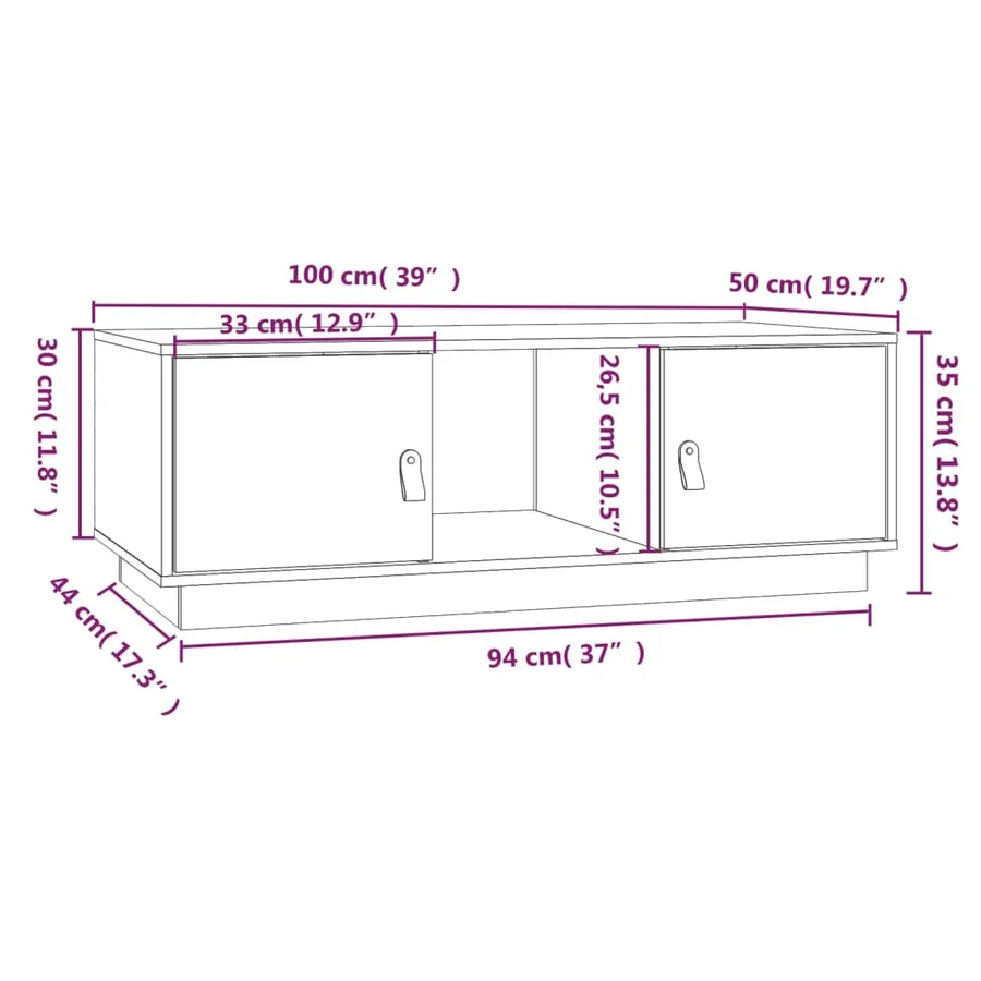 Table basse Blanc 100x50x35 cm Bois massif de pin - 10