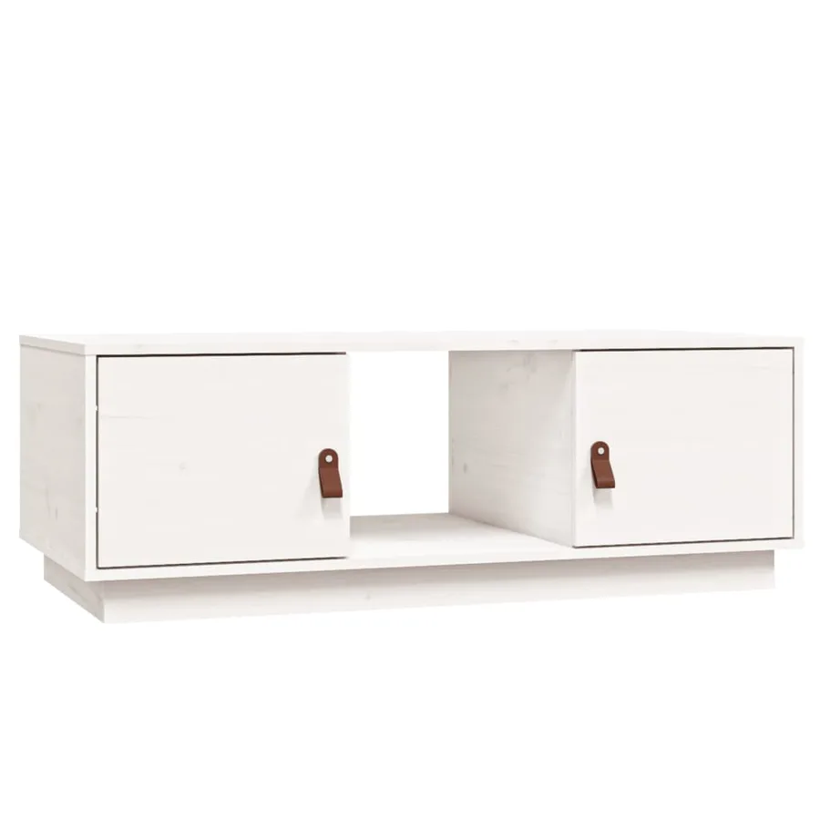 Table basse Blanc 100x50x35 cm Bois massif de pin - 2