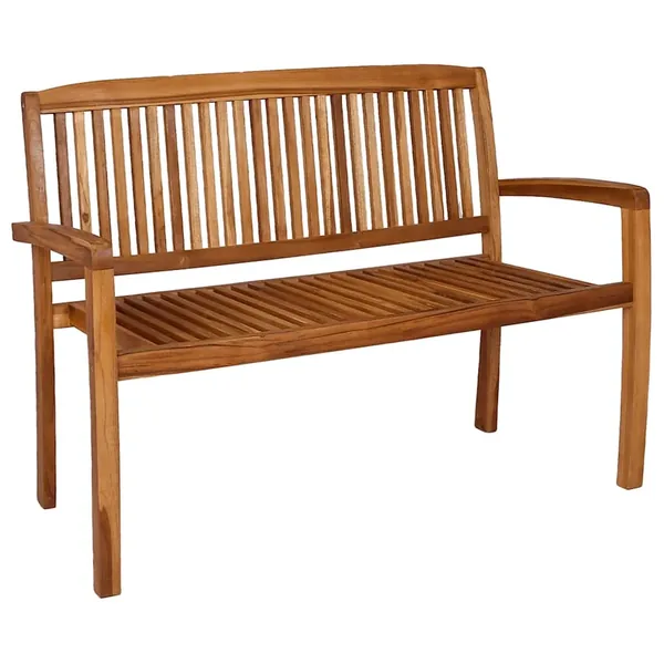 Banc 2 places empilable de jardin 120 cm Bois de teck solide