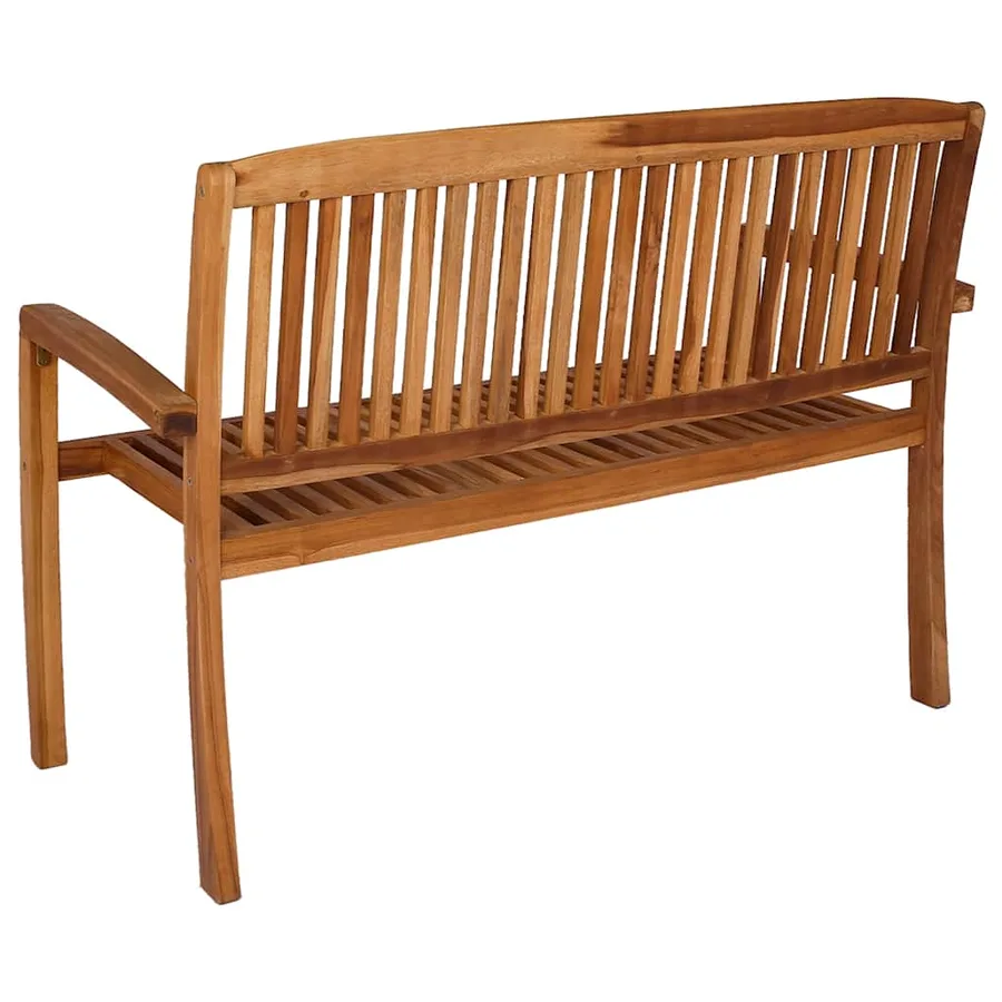 Banc 2 places empilable de jardin 120 cm Bois de teck solide - 4