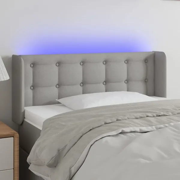 Tête de lit à LED Gris clair 93x16x78/88 cm Tissu