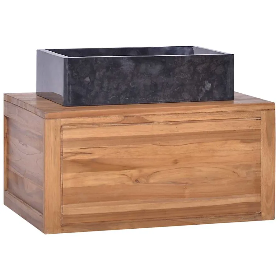 Armoire murale de salle de bain 60x45x30 cm Bois de teck massif - 8