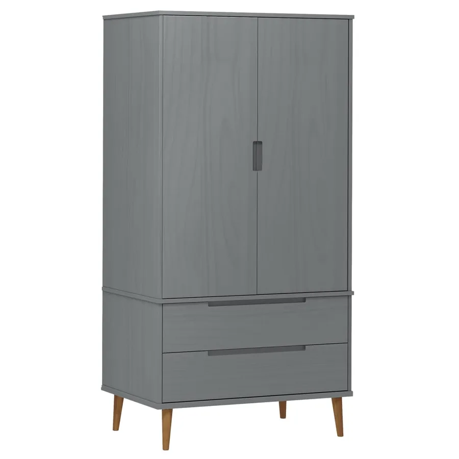 Garde-robe MOLDE Gris 90x55x175 cm Bois massif de pin - 2