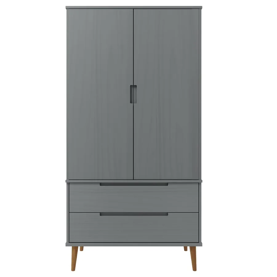 Garde-robe MOLDE Gris 90x55x175 cm Bois massif de pin - 4