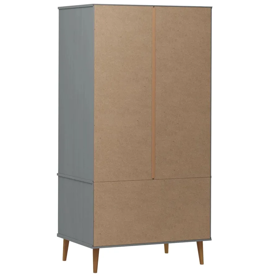 Garde-robe MOLDE Gris 90x55x175 cm Bois massif de pin - 7