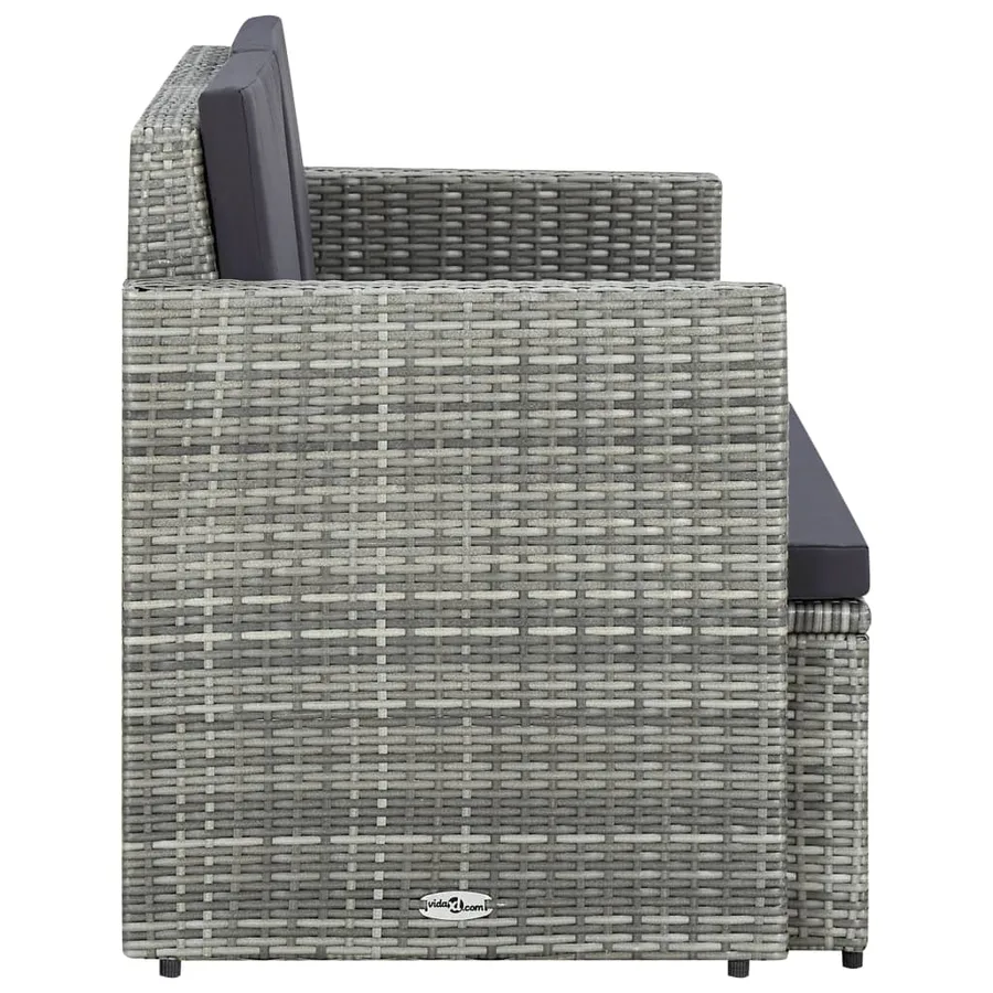 Canapé de jardin à 2 places avec coussins Gris Résine tressée - 3