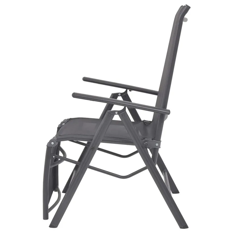Chaise inclinable de terrasse aluminium et textilène noir - 4