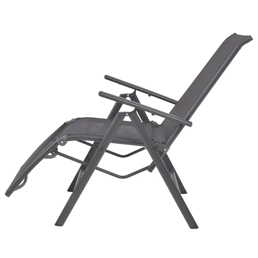 Chaise inclinable de terrasse aluminium et textilène noir - 5