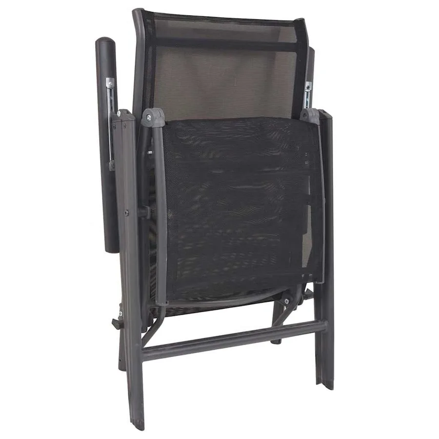 Chaise inclinable de terrasse aluminium et textilène noir - 6