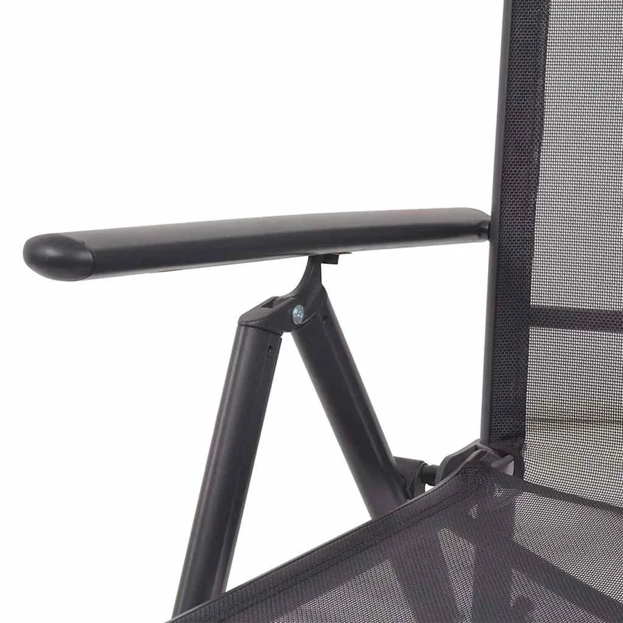 Chaise inclinable de terrasse aluminium et textilène noir - 8