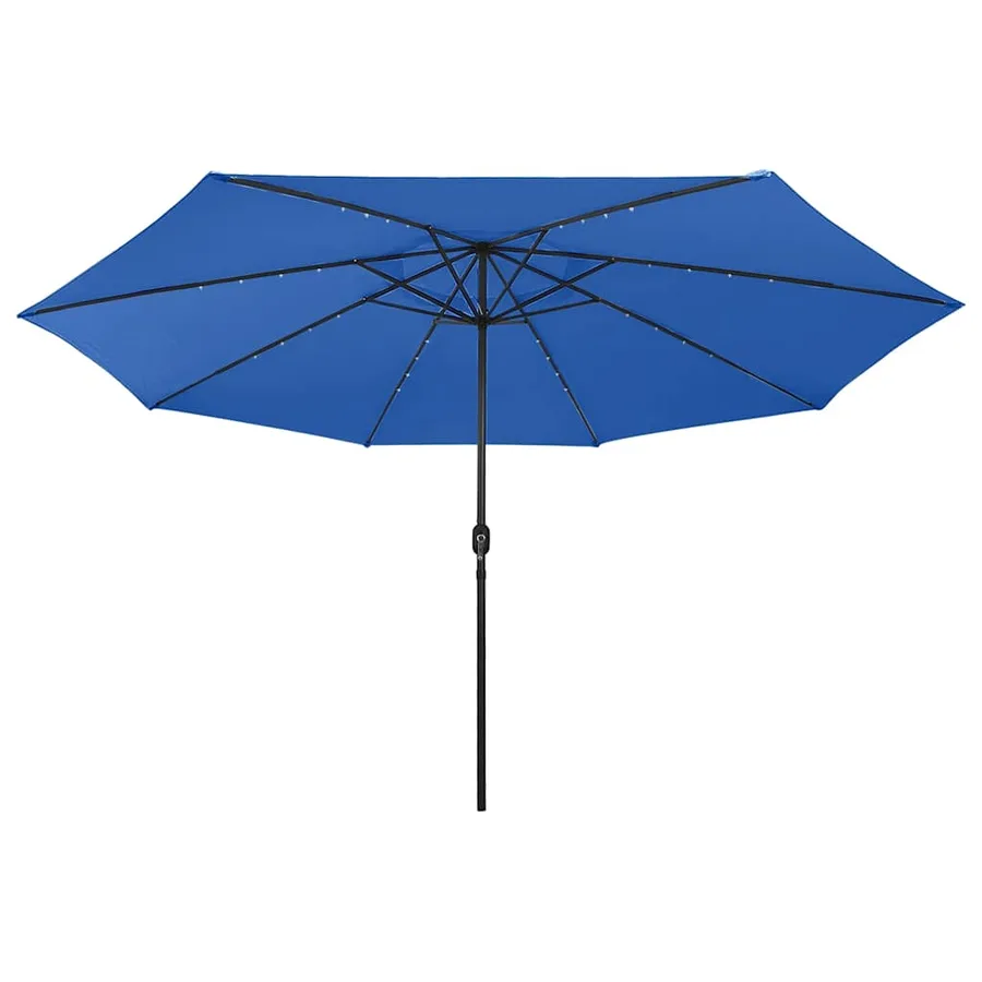 Parasol de jardin avec lumières LED et mât en métal bleu azuré - 3