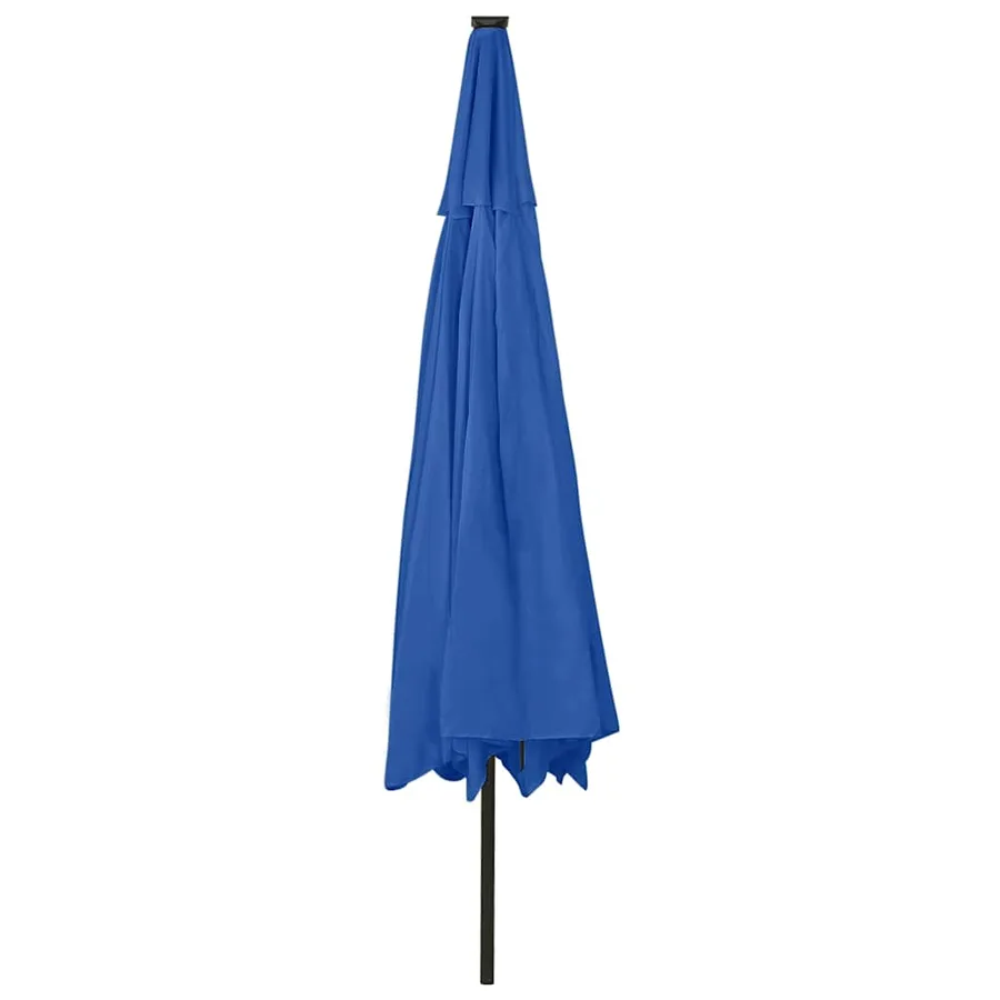 Parasol de jardin avec lumières LED et mât en métal bleu azuré - 5