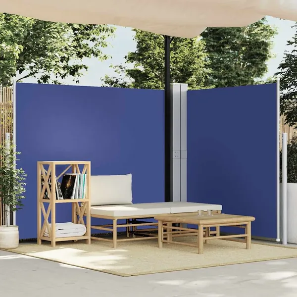 Auvent latéral rétractable Bleu 160 x 600 cm