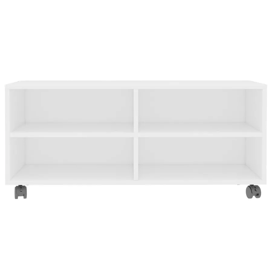Meuble TV avec roulettes Blanc 90x35x35 cm Bois d'ingénierie - 4