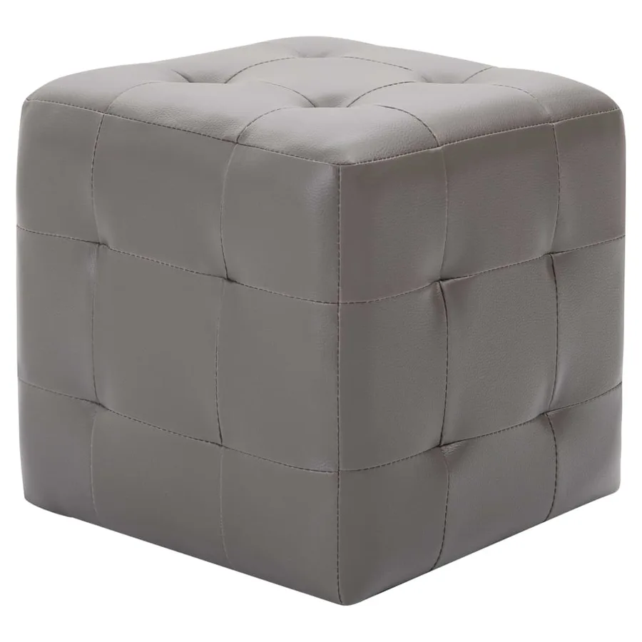 2 pcs Poufs Gris 30 x 30 x 30 cm Similicuir - 2