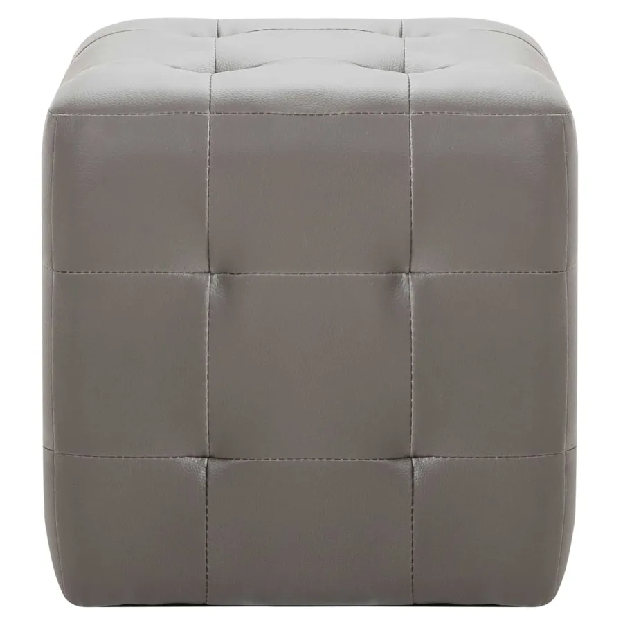 2 pcs Poufs Gris 30 x 30 x 30 cm Similicuir - 3
