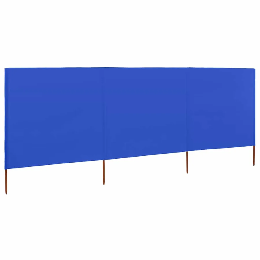 Paravent 3 panneaux Tissu 400 x 120 cm Bleu azuré - 2