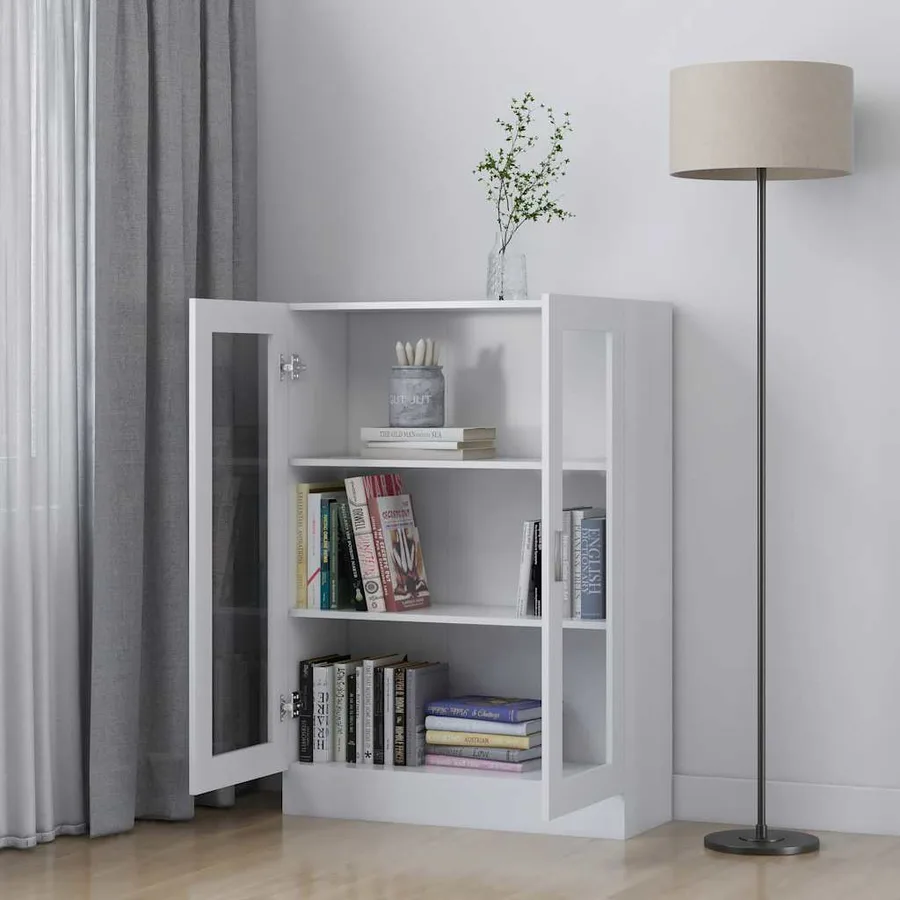 Armoire à vitrine Blanc 82,5x30,5x115 cm Bois d'ingénierie - 3