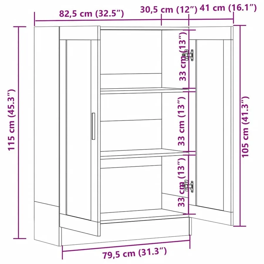 Armoire à vitrine Blanc 82,5x30,5x115 cm Bois d'ingénierie - 9