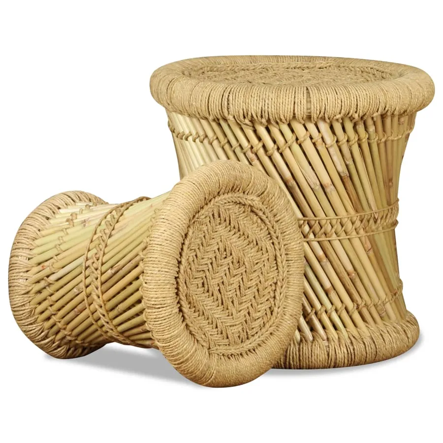Tabourets lot de 2 Bambou et jute - 7