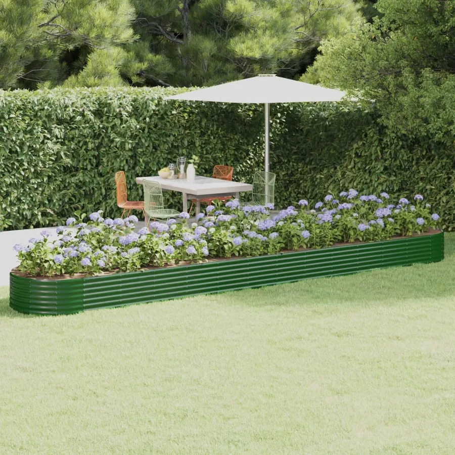 Lit surélevé de jardin Acier galvanisé 544x100x36cm Vert