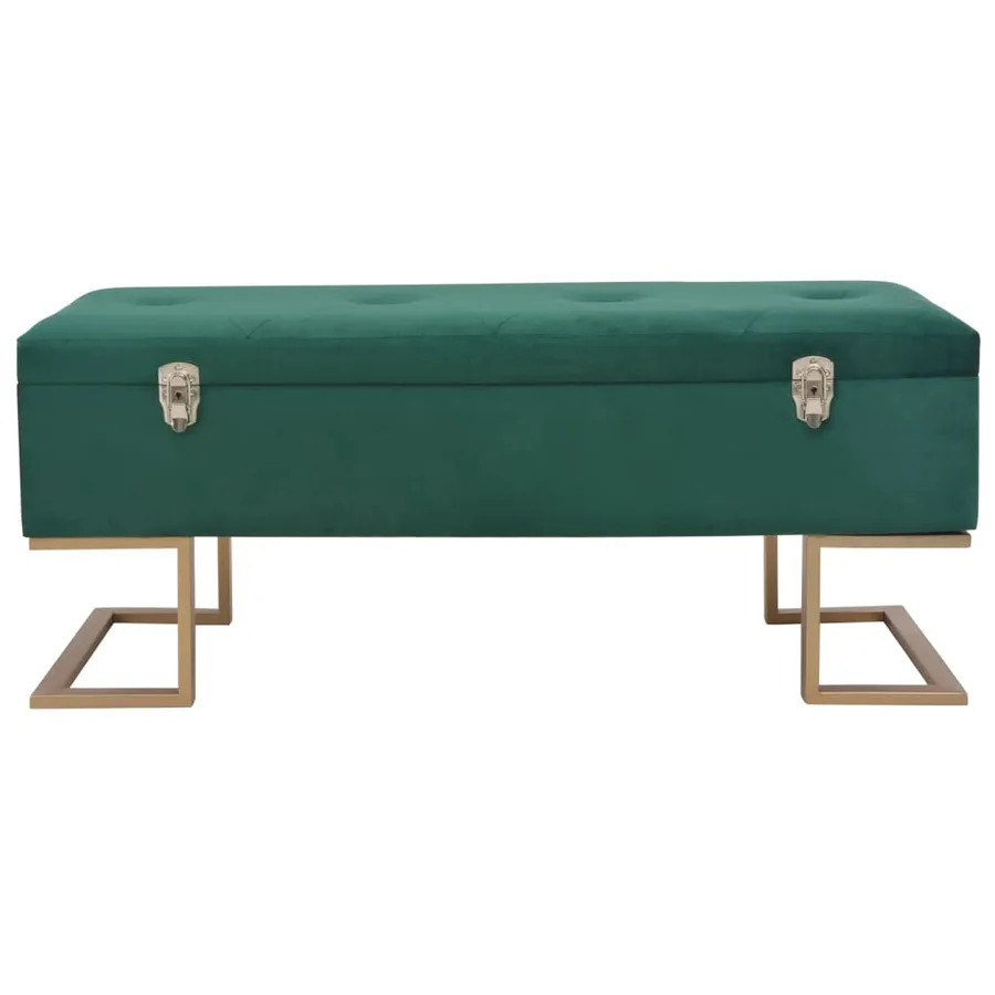 Banc avec compartiment de rangement 105 cm Vert Velours - 3