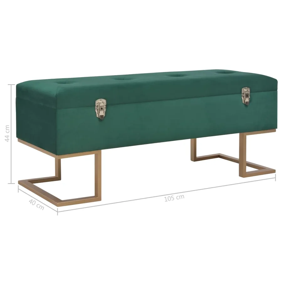 Banc avec compartiment de rangement 105 cm Vert Velours - 7