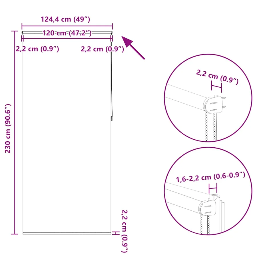 Store enrouleur occultant 124,4 x 230 cm, largeur du tissu 120 cm, beige - 18