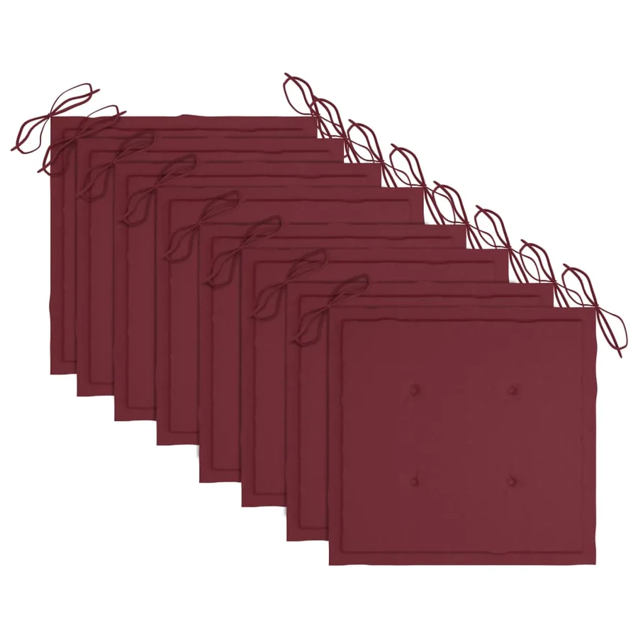 Chaises de jardin empilables avec coussins lot de 8 Teck solide - 7