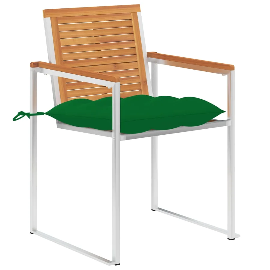 Chaises de jardin avec coussins lot de 2 Acacia solide et acier - 2