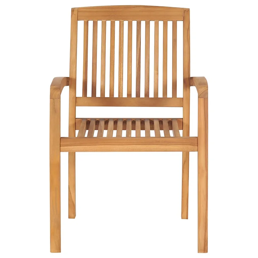 Chaises de jardin empilables avec coussins lot de 4 Teck solide - 18