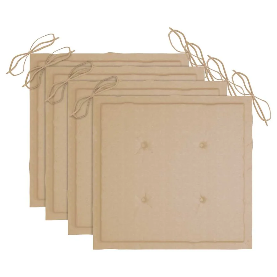 Chaises de jardin empilables avec coussins lot de 4 Teck solide - 20