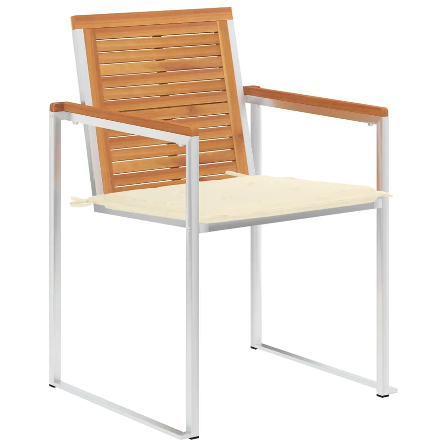Chaises de jardin avec coussins lot de 2 Acacia solide et acier - 3
