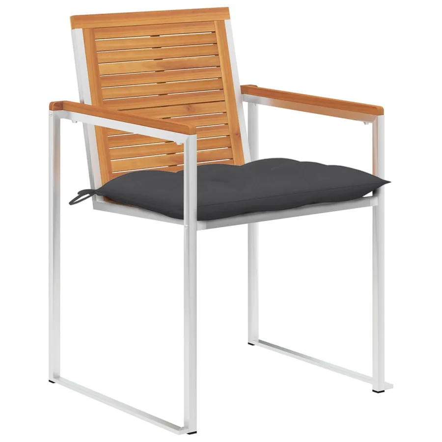 Chaises de jardin lot de 4 avec coussins Bois d'acacia massif - 2
